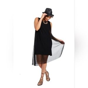 Ruby Ribbon Pleated Mesh Dress